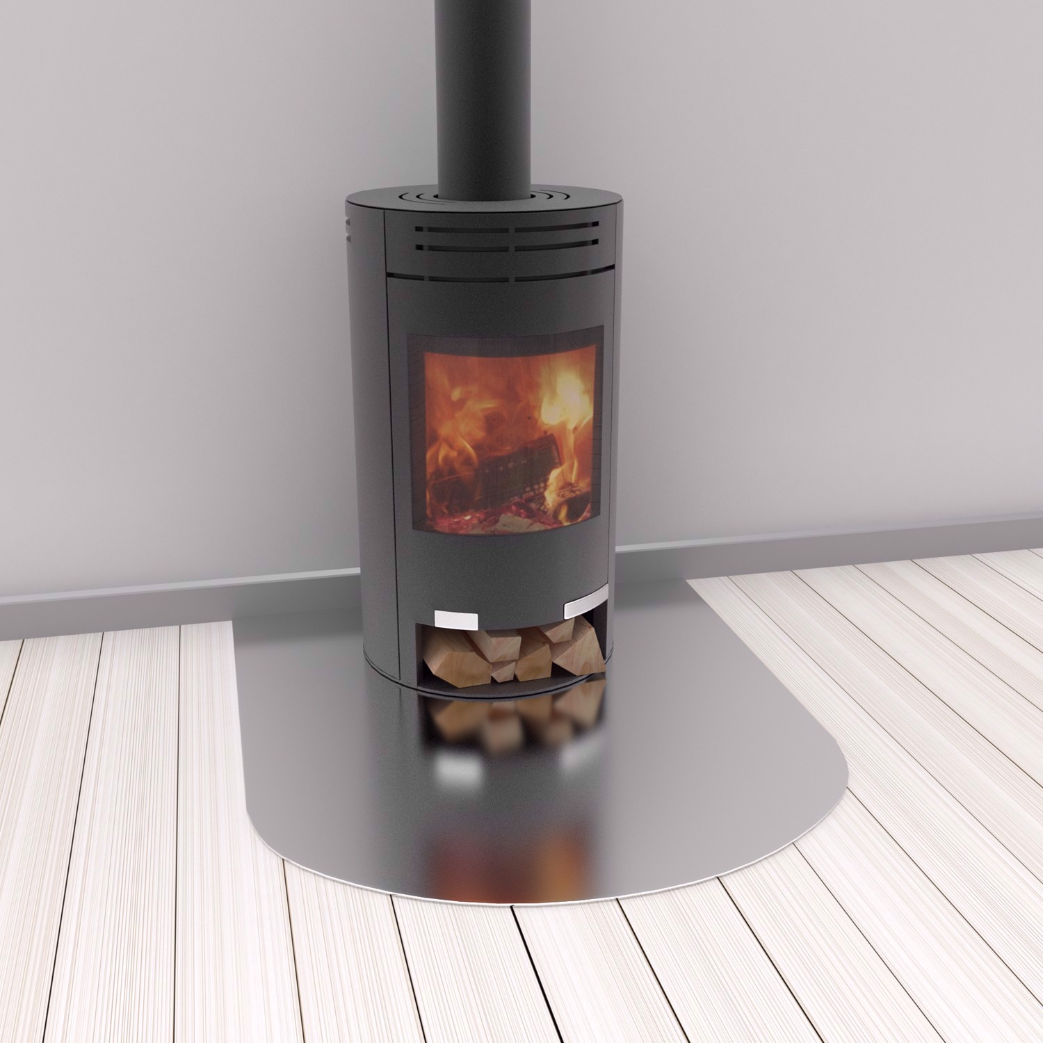 Stainless steel hearth plate with halfarch CuttoSize