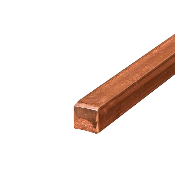 A solid square copper bar